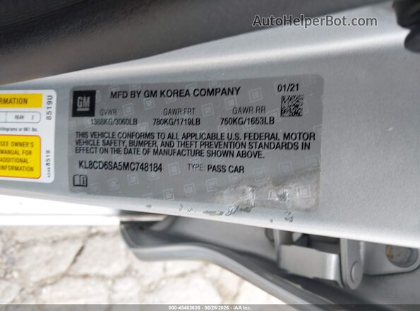 KL8CD6SA5MC748184 2021 CHEVROLET SPARK Silver Engine compartment view