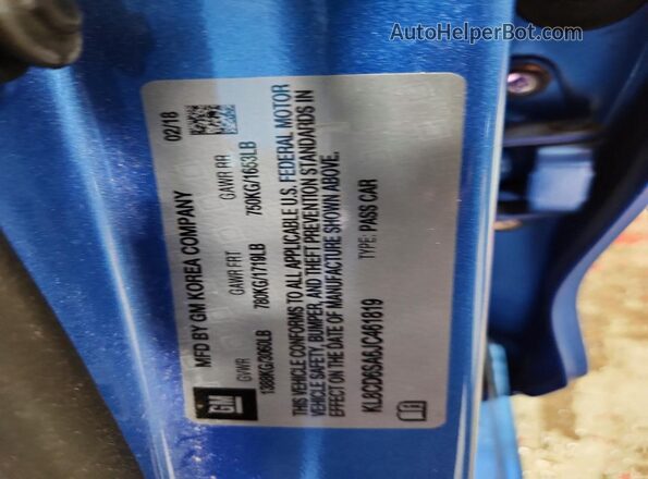 KL8CD6SA6JC461819 2018 CHEVROLET SPARK Blue Widok komory silnika