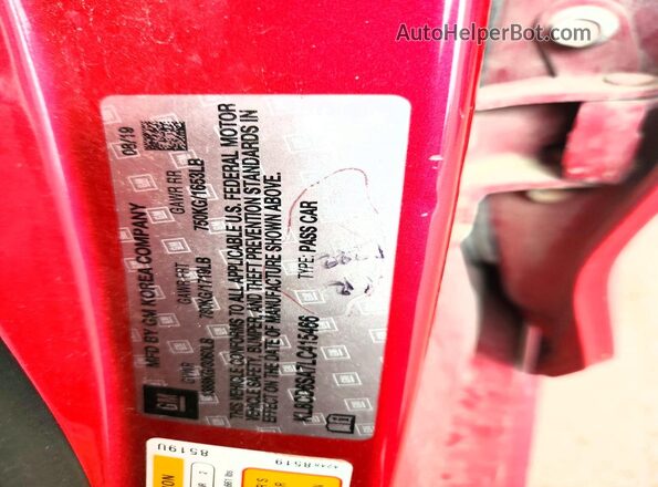 KL8CD6SA7LC415466 2020 CHEVROLET SPARK Red Շարժիչի բաժամունքի տեսք
