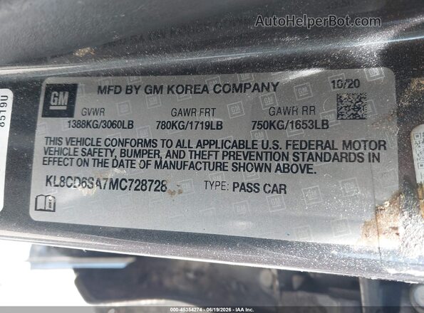 KL8CD6SA7MC728728 2021 CHEVROLET SPARK Gray Շարժիչի բաժամունքի տեսք