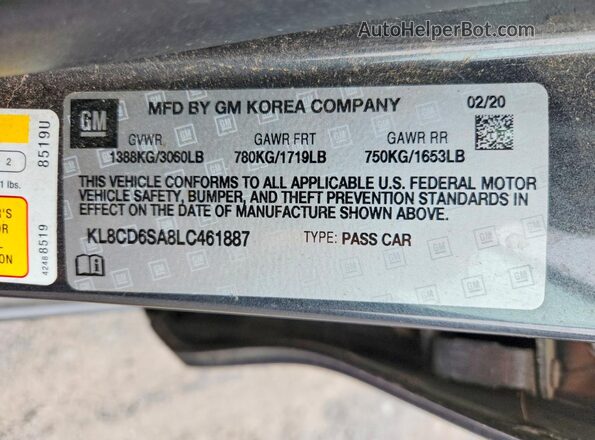 KL8CD6SA8LC461887 2020 CHEVROLET SPARK Gray 
