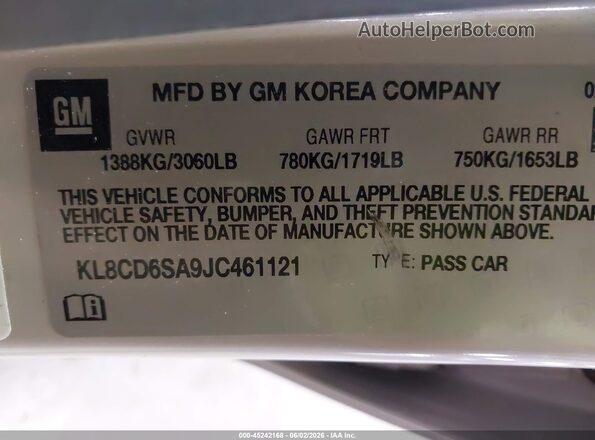 KL8CD6SA9JC461121 2018 CHEVROLET SPARK Tan Widok komory silnika