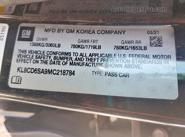 KL8CD6SA9MC218784 2021 CHEVROLET SPARK Black Widok komory silnika