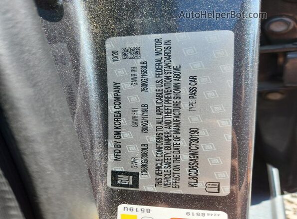 KL8CD6SA9MC730190 2021 CHEVROLET SPARK Gray Vista de la etiqueta del VIN