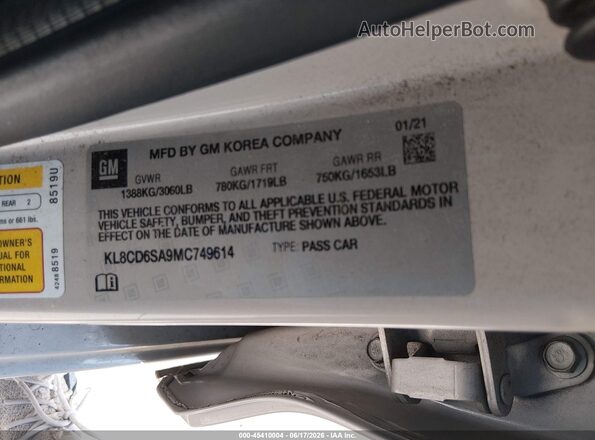 KL8CD6SA9MC749614 2021 CHEVROLET SPARK Silver Widok komory silnika
