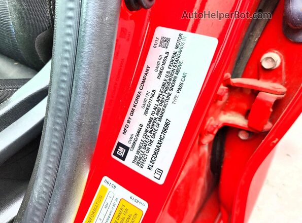 KL8CD6SAXHC786967 2017 CHEVROLET SPARK Red ძრავის განყოფილების ხედი