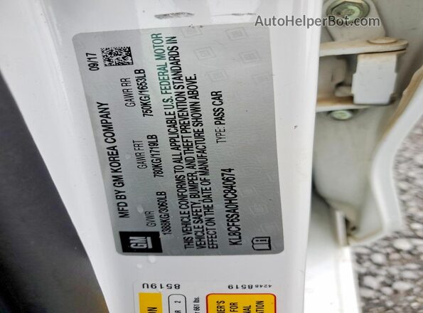 KL8CF6SA0HC840674 2017 CHEVROLET SPARK White Vista del compartimento del motor