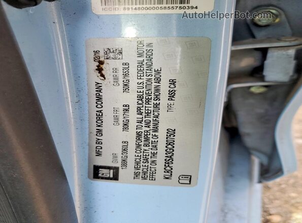 KL8CF6SA3GC607502 2016 CHEVROLET SPARK Blue ძრავის განყოფილების ხედი