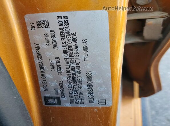 KL8CH6SA6KC786881 2019 CHEVROLET SPARK Orange 