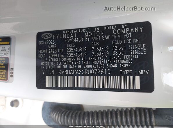 KM8HACA32RU072619 2024 HYUNDAI KONA Белый Вид подкапотного пространства