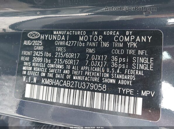 KM8HACAB2TU379058 2026 HYUNDAI KONA Blue Вид підкапотного простору