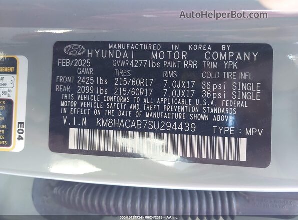 KM8HACAB7SU294439 2025 HYUNDAI KONA Green Widok komory silnika