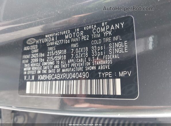 KM8HBCABXRU040490 2024 HYUNDAI KONA Gray Вид підкапотного простору