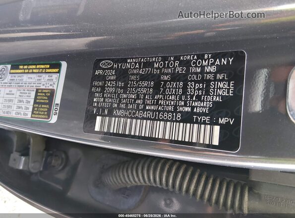 KM8HCCAB4RU168818 2024 HYUNDAI KONA Black ძრავის განყოფილების ხედი