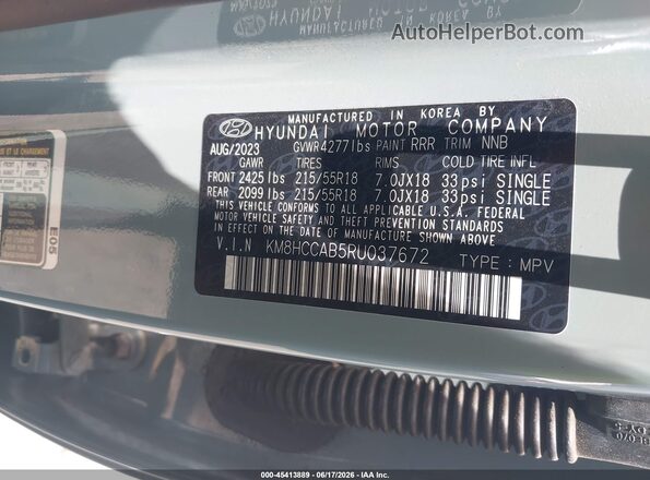 KM8HCCAB5RU037672 2024 HYUNDAI KONA Gray Engine compartment view