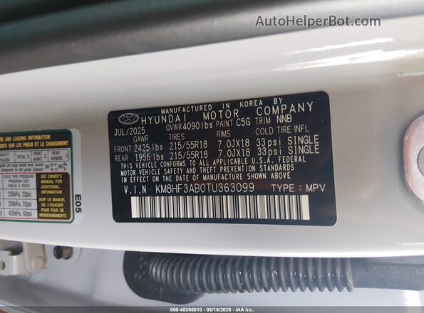 KM8HF3AB0TU363099 2026 HYUNDAI KONA Gray Engine compartment view