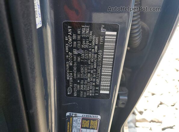 KM8J2CA40LU190649 2020 HYUNDAI TUCSON Blue Вид наклейки з VIN-кодом