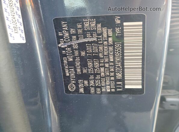 KM8J2CA41KU955091 2019 HYUNDAI TUCSON Blue Engine compartment view