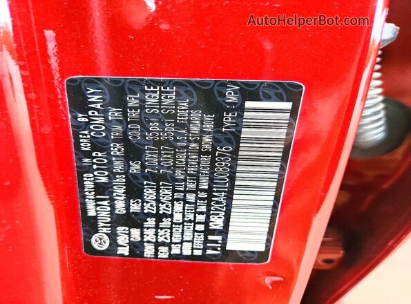 KM8J2CA41LU089376 2020 HYUNDAI TUCSON Красный 