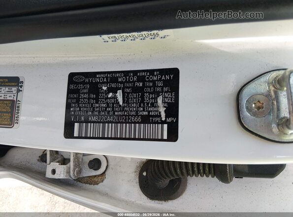 KM8J2CA42LU212666 2020 HYUNDAI TUCSON White ძრავის განყოფილების ხედი