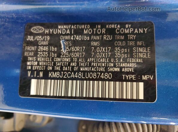 KM8J2CA48LU087480 2020 HYUNDAI TUCSON Blue 