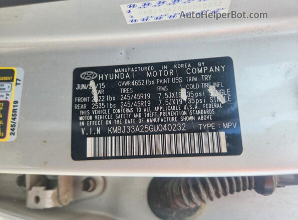 KM8J33A25GU040232 2016 HYUNDAI TUCSON Silver 