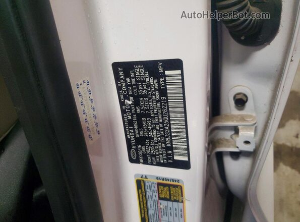 KM8J33A25GU262219 2016 HYUNDAI TUCSON White Vista de la etiqueta del VIN