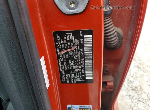 KM8J33A45GU154538 2016 HYUNDAI TUCSON Orange VIN sticker view