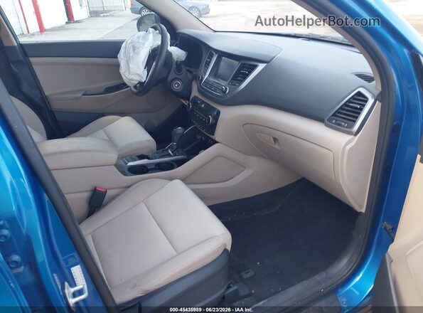 KM8J33A49JU775417 2018 HYUNDAI TUCSON Blue წინა სალონის ხედი