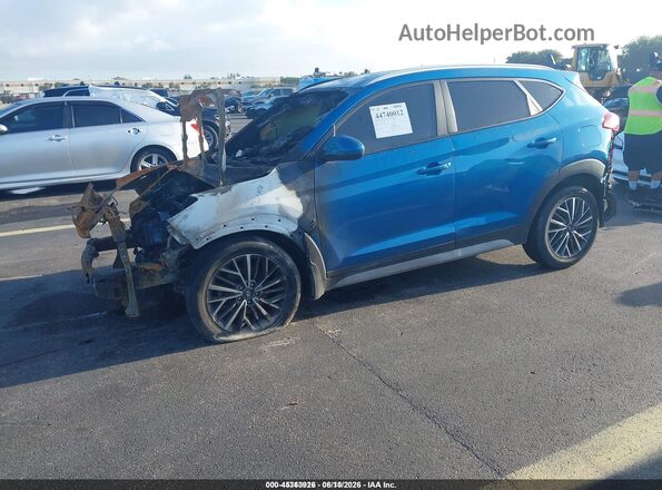 KM8J33AL3MU333437 2021 HYUNDAI TUCSON Blue წინა მარცხენა ხედი სამი მეოთხედიდან