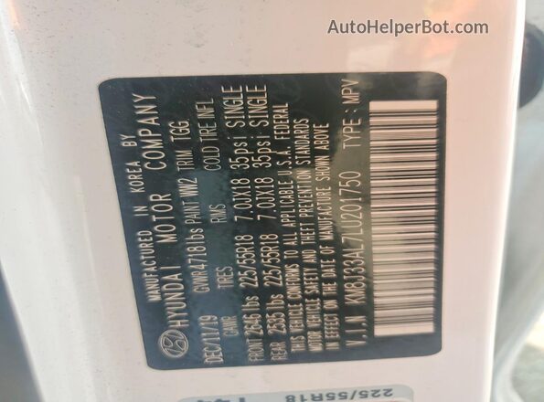 KM8J33AL7LU201750 2020 HYUNDAI TUCSON White Engine compartment view