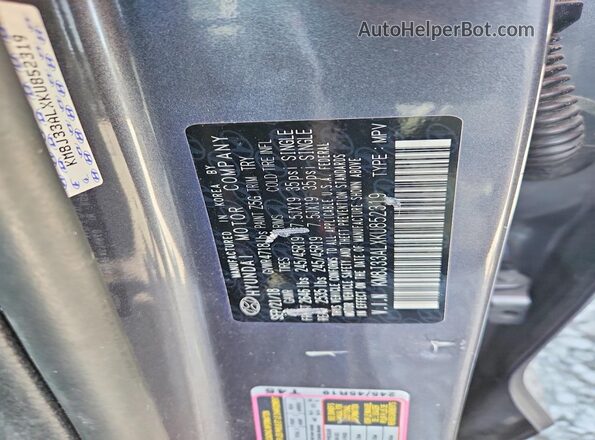 KM8J33ALXKU852319 2019 HYUNDAI TUCSON Gray ძრავის განყოფილების ხედი