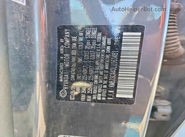KM8J3CA40LU163481 2020 HYUNDAI TUCSON Gray VIN sticker view