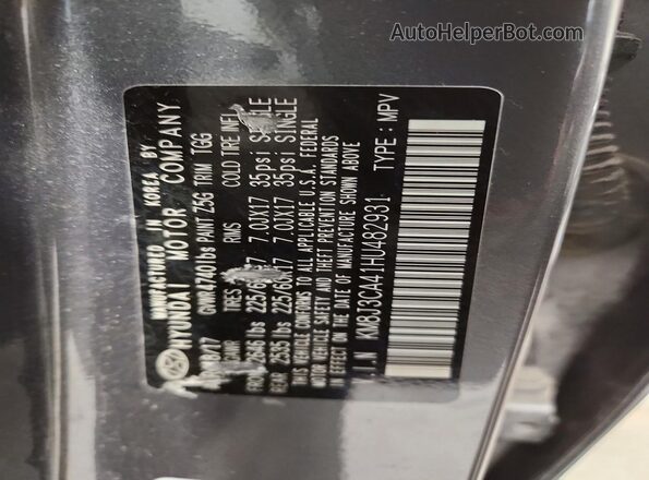 KM8J3CA41HU482931 2017 HYUNDAI TUCSON Charcoal 