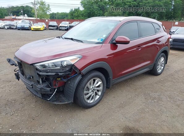 KM8J3CA49GU210383 2016 HYUNDAI TUCSON Burgundy Առջևի ձախ երեք քառորդ տեսարան