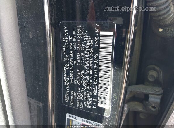 KM8J3CAL0KU959749 2019 HYUNDAI TUCSON Черный Вид подкапотного пространства