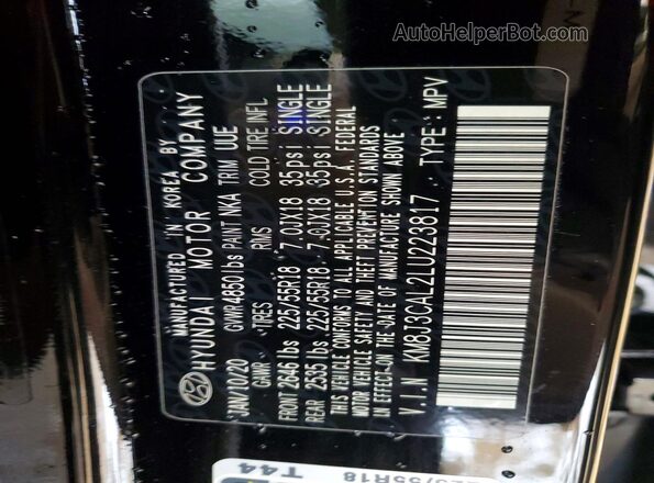 KM8J3CAL2LU223817 2020 HYUNDAI TUCSON Black Widok naklejki z numerem VIN