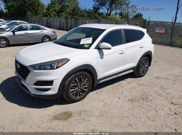 KM8J3CAL5KU891044 2019 HYUNDAI TUCSON White წინა მარცხენა ხედი სამი მეოთხედიდან