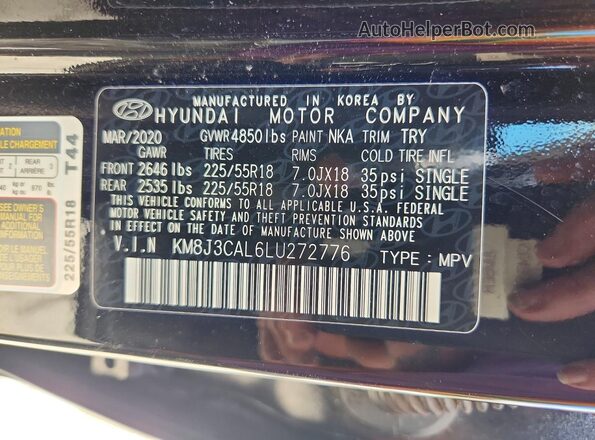 KM8J3CAL6LU272776 2020 HYUNDAI TUCSON Black 