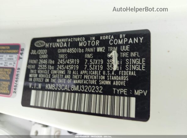 KM8J3CAL8MU320232 2021 HYUNDAI TUCSON Белый Вид подкапотного пространства