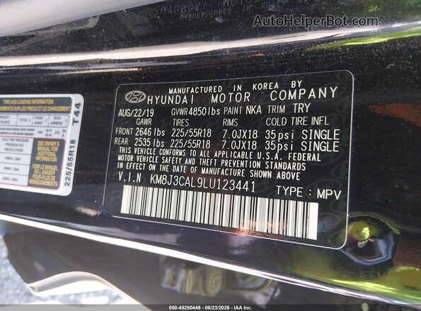 KM8J3CAL9LU123441 2020 HYUNDAI TUCSON Черный Вид подкапотного пространства