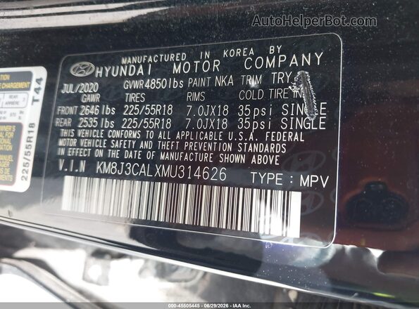 KM8J3CALXMU314626 2021 HYUNDAI TUCSON Black Вид підкапотного простору