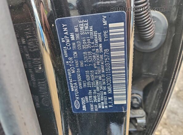 KM8JCDD11SU375778 2025 HYUNDAI TUCSON Black VIN sticker view