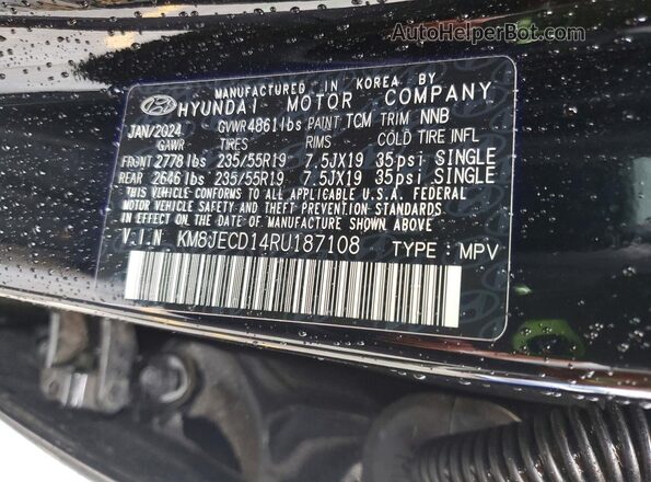 KM8JECD14RU187108 2024 HYUNDAI TUCSON Черный Вид наклейки с VIN-кодом