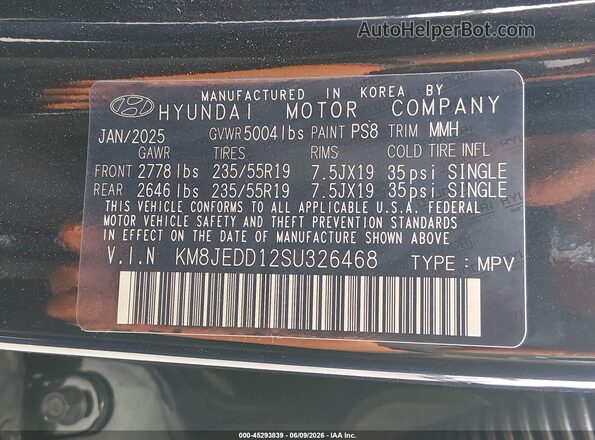 KM8JEDD12SU326468 2025 HYUNDAI TUCSON HYBRID Dark Blue ძრავის განყოფილების ხედი