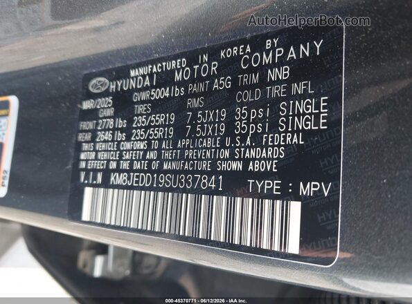 KM8JEDD19SU337841 2025 HYUNDAI TUCSON HYBRID Gray Engine compartment view