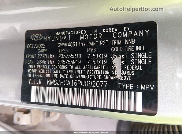 KM8JFCA16PU092077 2023 HYUNDAI TUCSON HYBRID Silver ძრავის განყოფილების ხედი