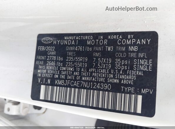 KM8JFCAE7NU124390 2022 HYUNDAI TUCSON Белый Вид подкапотного пространства