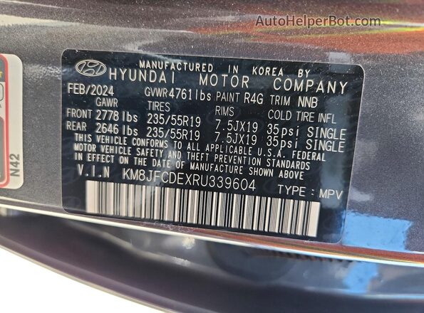 KM8JFCDEXRU339604 2024 HYUNDAI TUCSON Charcoal 