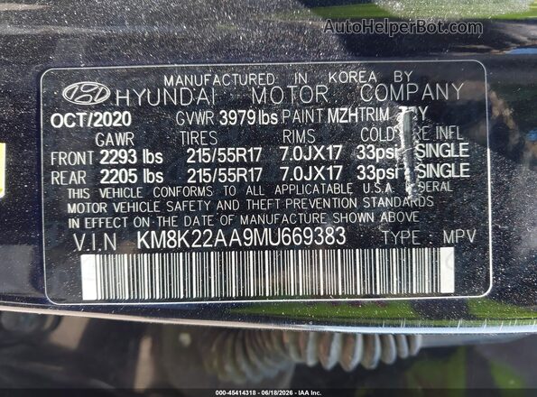KM8K22AA9MU669383 2021 HYUNDAI KONA Black Engine compartment view